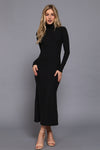 Turtle Neck Long Sleeve Rib Sweater Dress