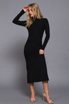 Turtle Neck Long Sleeve Rib Sweater Dress