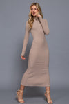 Turtle Neck Long Sleeve Rib Sweater Dress