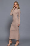 Turtle Neck Long Sleeve Rib Sweater Dress