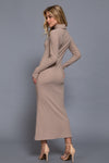 Turtle Neck Long Sleeve Rib Sweater Dress