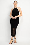 Open Knit Halter Maxi Dress