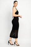 Open Knit Halter Maxi Dress