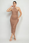 Open Knit Halter Maxi Dress