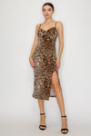 Leopard Print Tie Front Midi Cami Dress