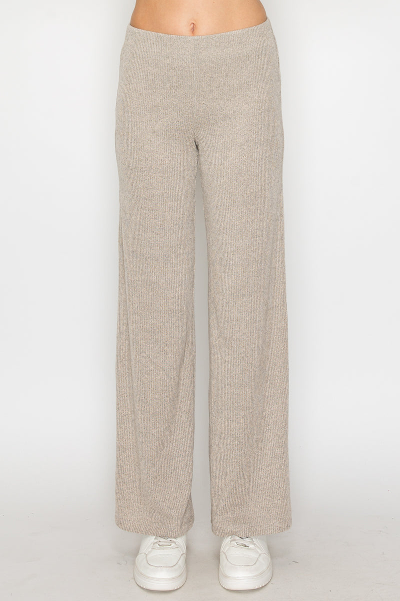 Soft Ribbed Wide Leg Lounge Pants