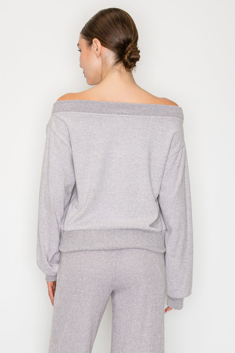 Soft Rib L/S Off Shoulder Top