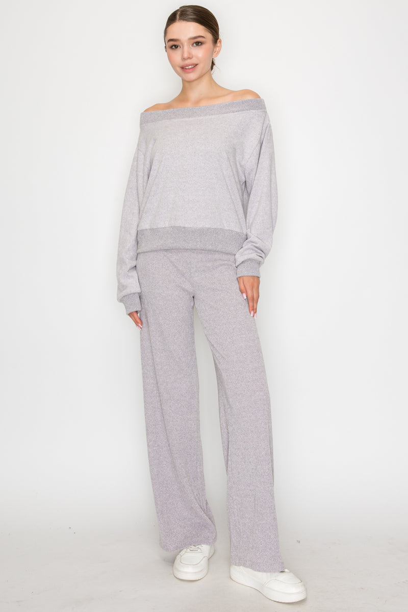 Soft Rib L/S Off Shoulder Top