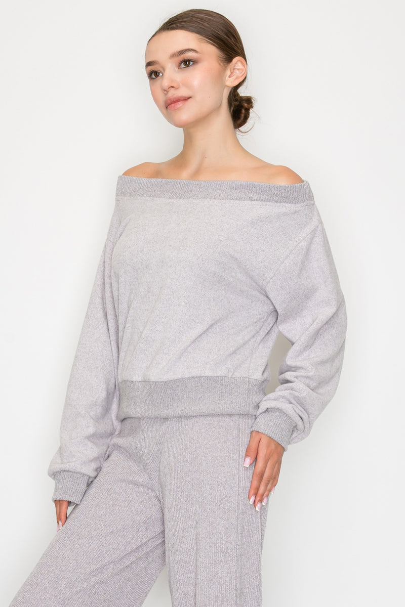 Soft Rib L/S Off Shoulder Top