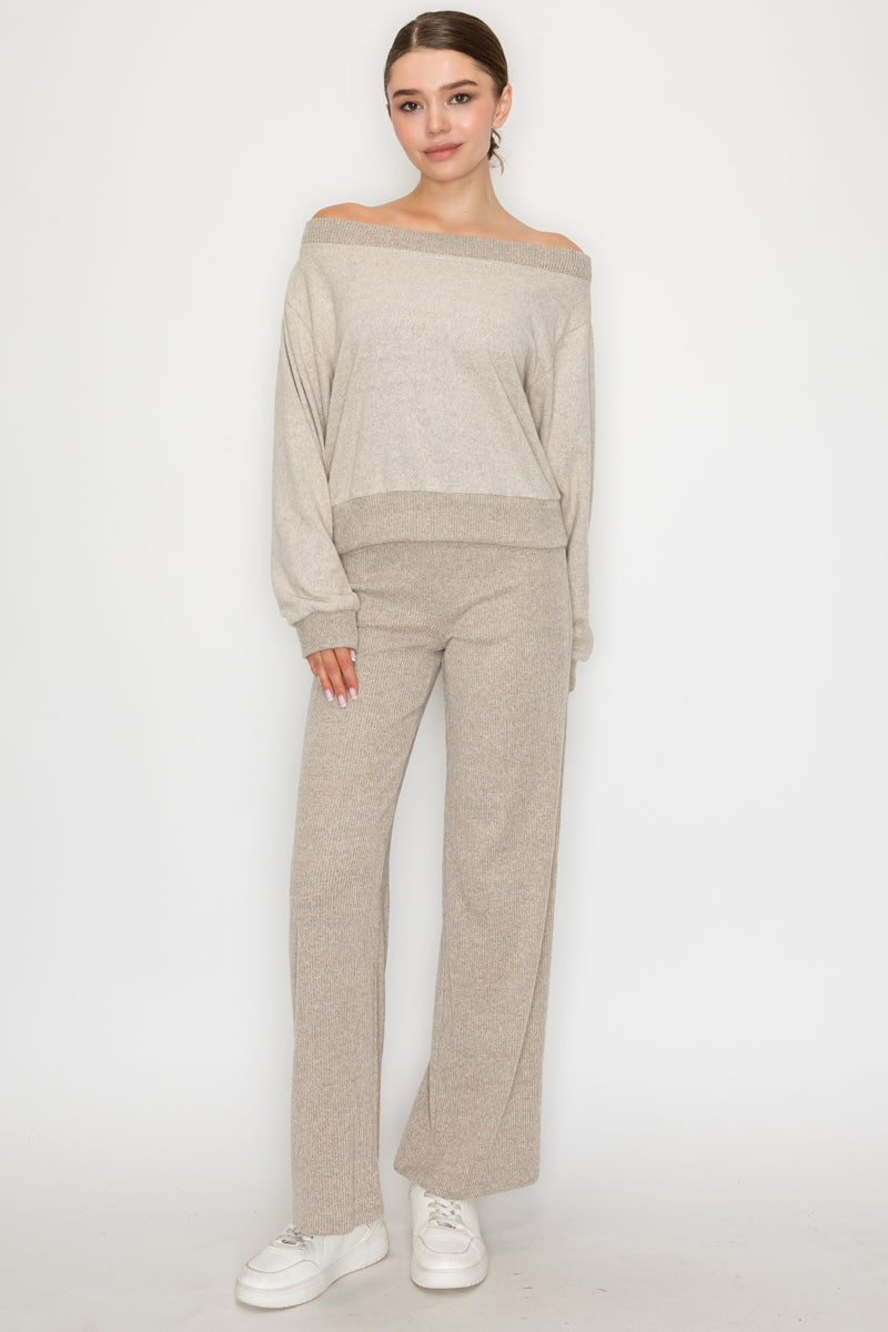 Soft Rib L/S Off Shoulder Top