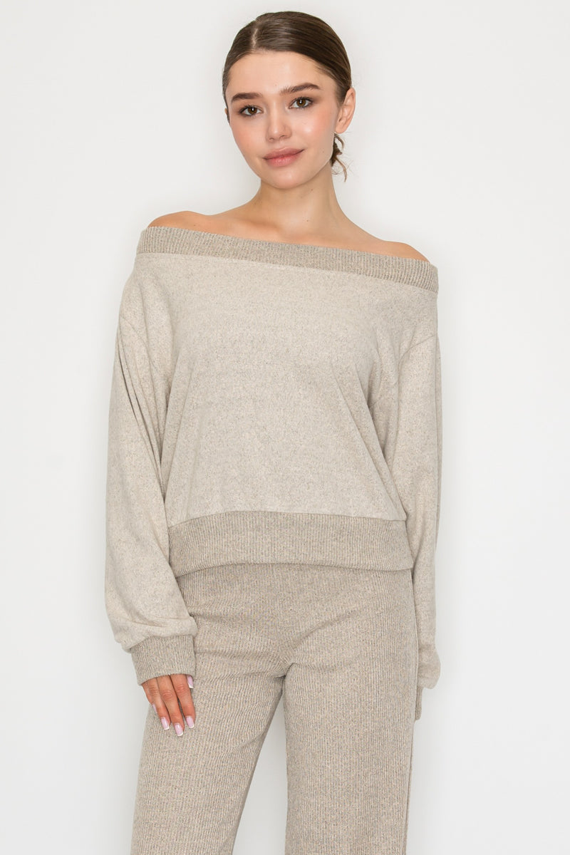 Soft Rib L/S Off Shoulder Top