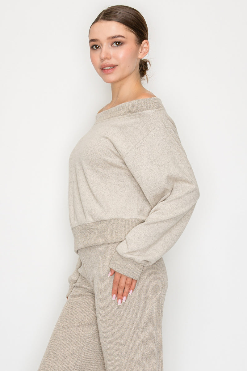Soft Rib L/S Off Shoulder Top