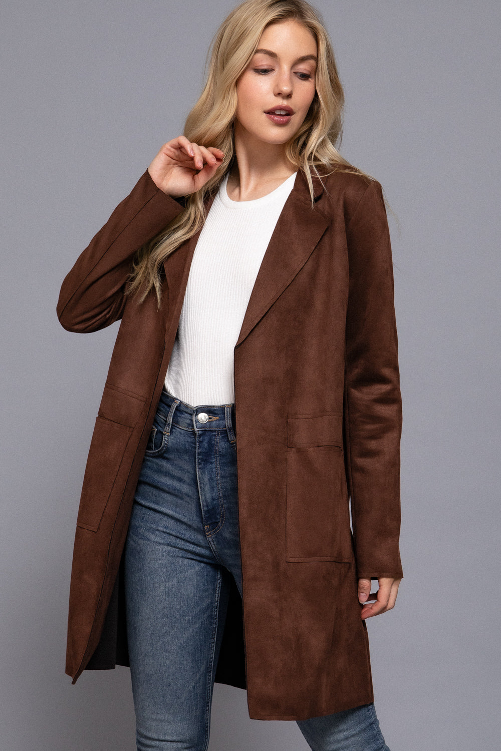 Suede Longline Blazer