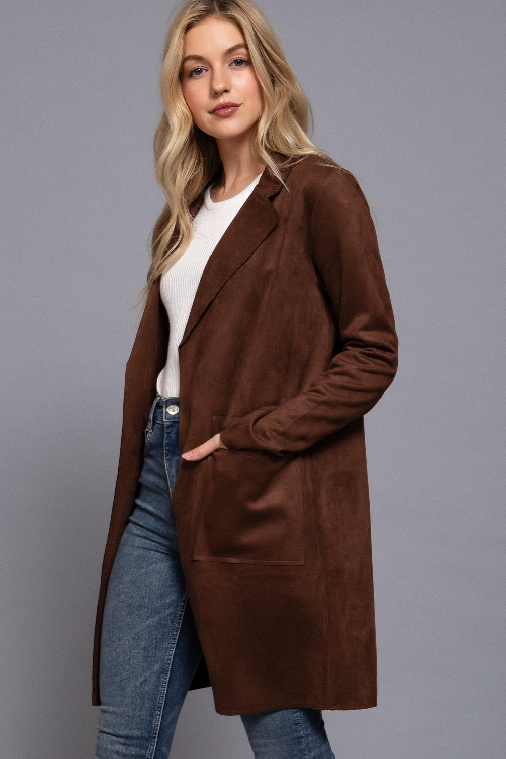 Suede Longline Blazer