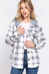 Plaid Button Down Pocket Hoodie