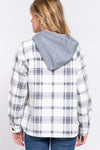 Plaid Button Down Pocket Hoodie