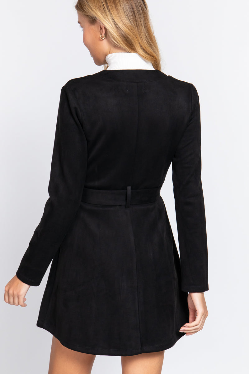 Zip Up Faux Suede Dress Jacket