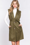 Belted Faux Suede Vest