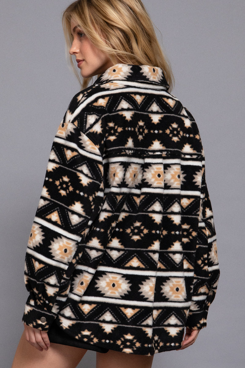 Aztec Printed Fleece Shacket