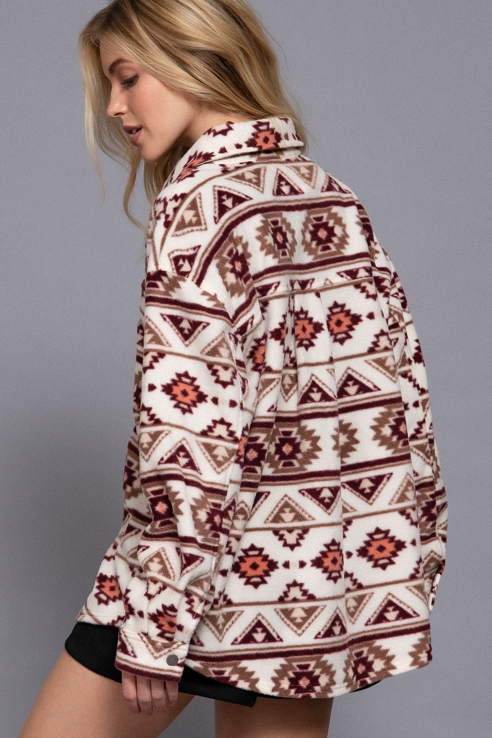 Aztec Printed Fleece Shacket