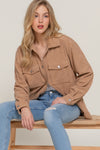 Button Down Long Sleeve Corduroy Jacket