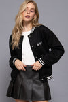 Los Angeles Embroidered Suede Varsity Jacket