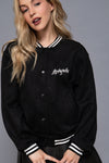 Los Angeles Embroidered Suede Varsity Jacket