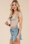Ruffle Detail Eyelet Corset Tank