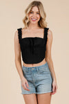 Ruffle Detail Eyelet Corset Tank