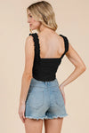 Ruffle Detail Eyelet Corset Tank
