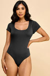 Double Lined Short Sleeve Scoop Neck Bodysuit