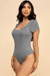 Double Lined Short Sleeve Scoop Neck Bodysuit