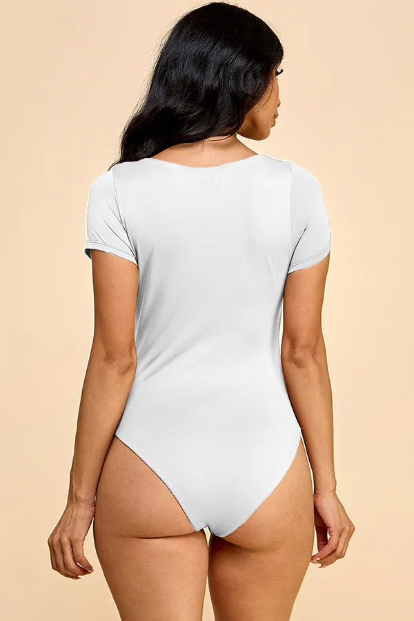 Double Lined Short Sleeve Scoop Neck Bodysuit