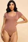 Double Lined Short Sleeve Scoop Neck Bodysuit