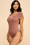 Double Lined Short Sleeve Scoop Neck Bodysuit