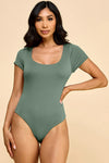 Double Lined Short Sleeve Scoop Neck Bodysuit
