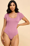 Double Lined Short Sleeve Scoop Neck Bodysuit