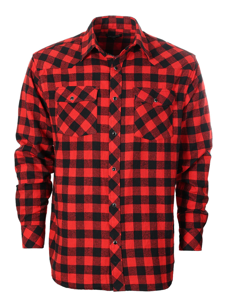 Long Sleeve Flannel Shirt with Snap Buttons