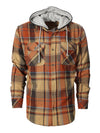 Hooded Plaid Long Sleeve Button Up