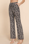 Printed Tie Front Straight Pant