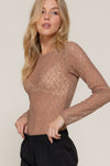 Lace Boat Neck Long Sleeve Bodysuit