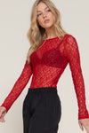 Lace Boat Neck Long Sleeve Bodysuit