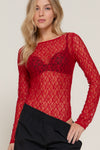 Lace Boat Neck Long Sleeve Bodysuit