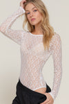 Lace Boat Neck Long Sleeve Bodysuit