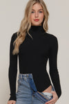 Long Sleeve Design Knit T-Neck Bodysuit