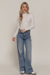 Long Sleeve Design Knit T-Neck Bodysuit