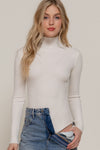 Long Sleeve Design Knit T-Neck Bodysuit