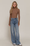 Long Sleeve Design Knit T-Neck Bodysuit
