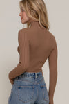 Long Sleeve Design Knit T-Neck Bodysuit