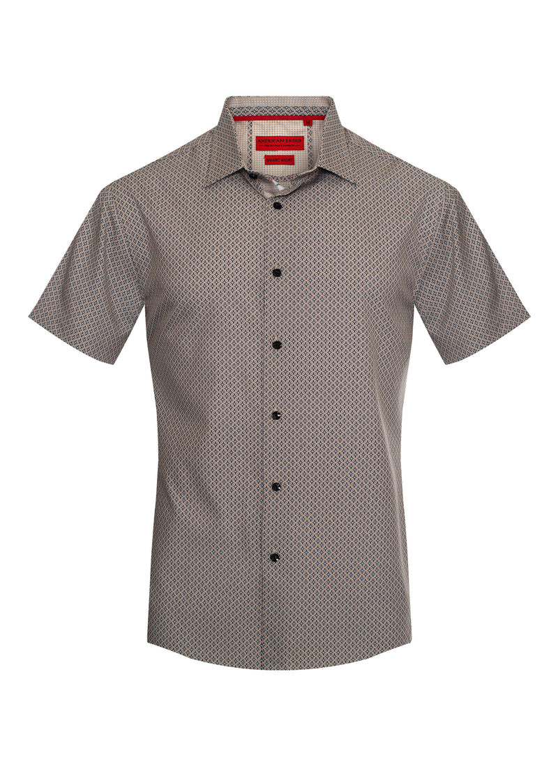 Starburst Dot Print Stretch Button-Up